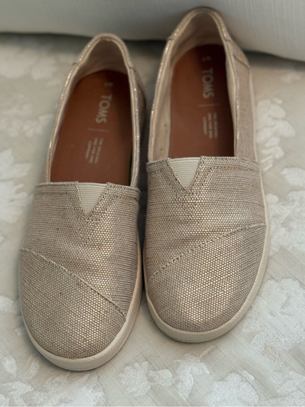 TOMS Alpargata Slip-On in Metallic Champagne 7